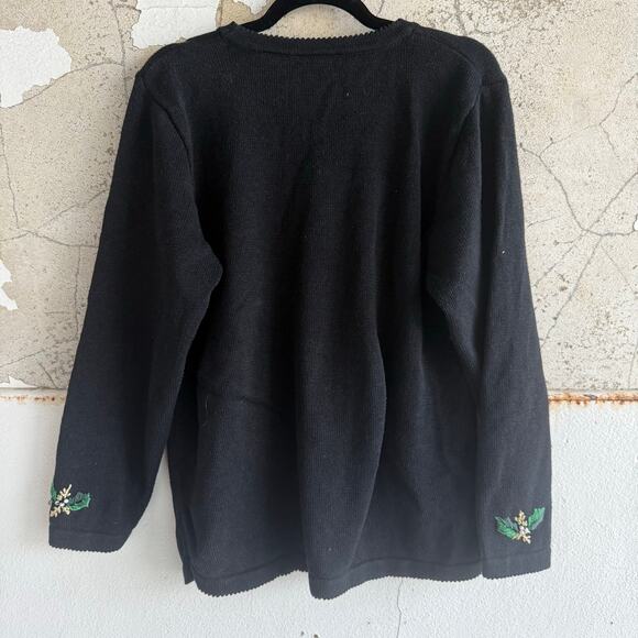 Vtg 90s Christmas Sweater Poinsettias Retro Holiday Embroidered Ugly XMAS XL - Picture 5 of 10